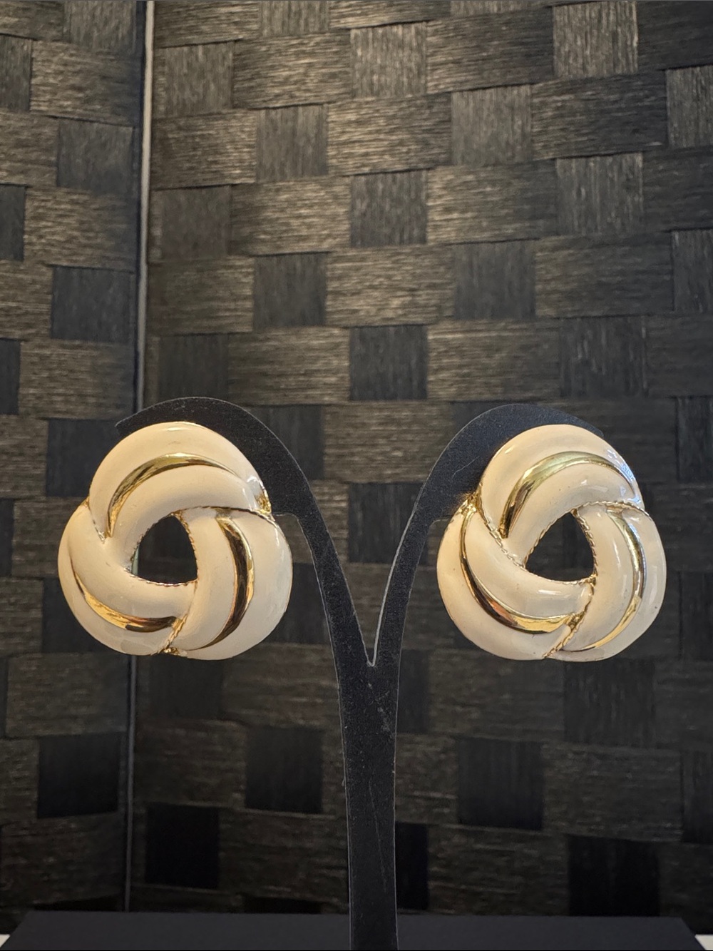 Cream and Gold Knot Earrings